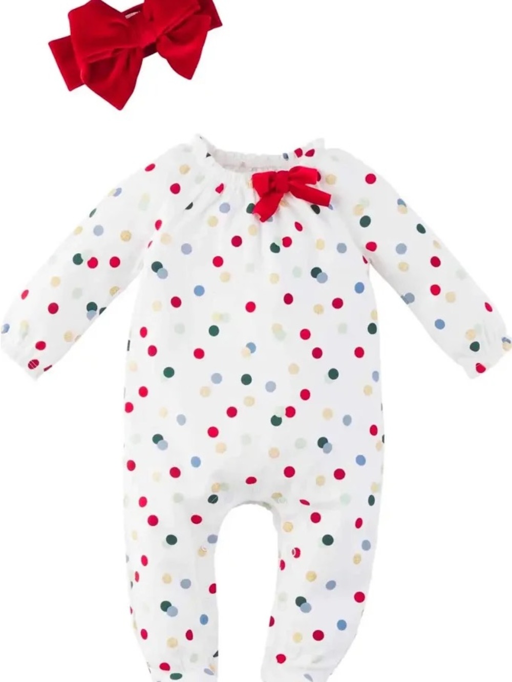 Mud Pie Polka Dot One-Piece with Red Bow